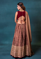 Dusky Brown Silk Lehenga Set