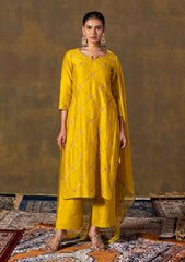 Mustard suit set with delicate handwork