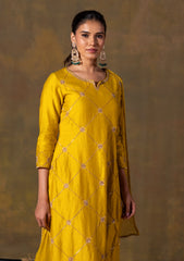 Mustard suit set with delicate handwork