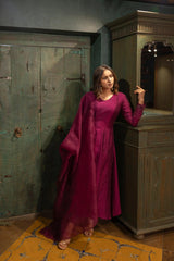 Maroon Silk Dress With Silk Dupatta Achkan