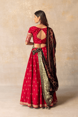 Red silk lehenga set with gaji dupatta