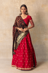 Red silk lehenga set with gaji dupatta