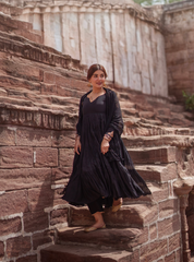 Black Layered Anarkali Set