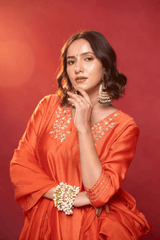 Orange silk dress
