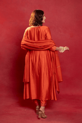 Orange silk dress