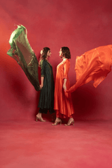 Orange silk dress