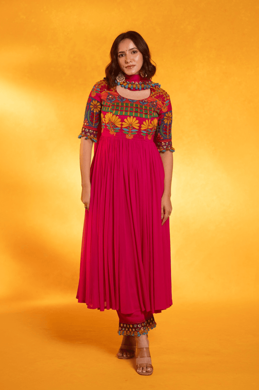 Magenta pink georgette dress