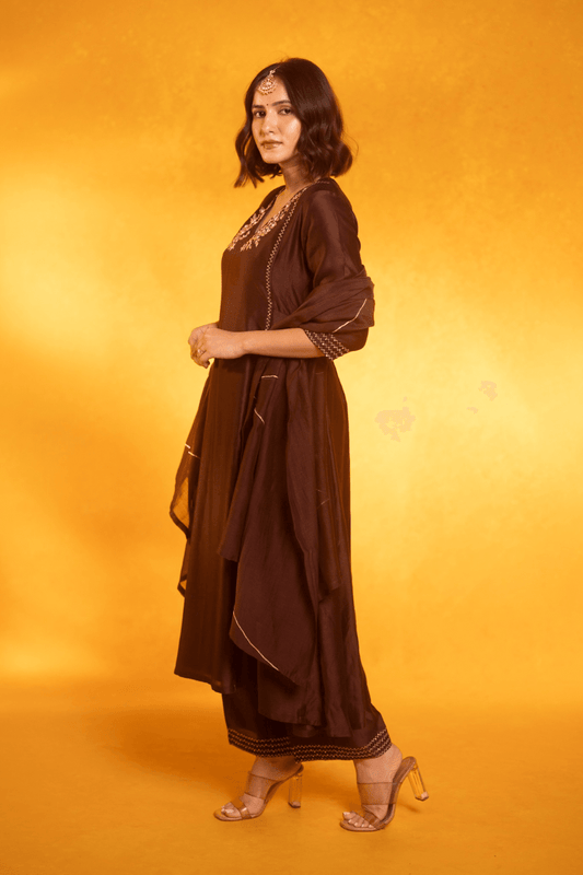 Deep brown silk dress