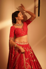Red bridal lehenga set