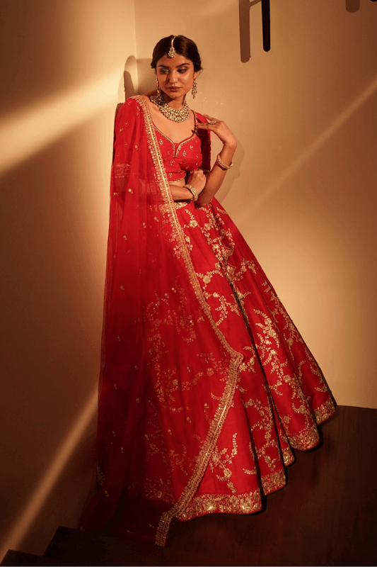 Red bridal lehenga set
