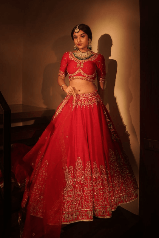 Red bridal lehenga set