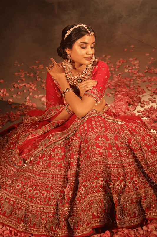 Red bridal lehenga set