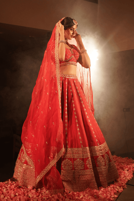 Red bridal lehenga