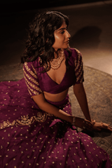 Deep purple silk lehenga set