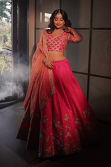 Pink silk lehenga set