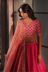 Pink silk lehenga set