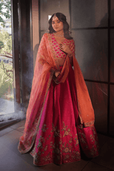 Pink silk lehenga set