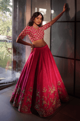 Pink silk lehenga set