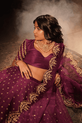 Deep purple silk lehenga set