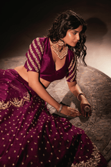 Deep purple silk lehenga set