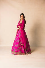 Pink Silk Lehenga with Organza Dupatta