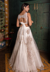 Pearl-white organza lehenga set