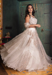 Pearl-white organza lehenga set