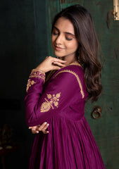 Purple layered silk dress