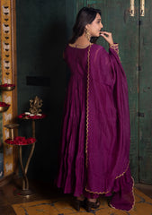 Purple layered silk dress