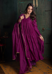 Purple layered silk dress