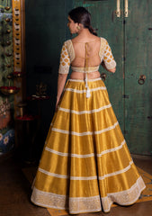 Yellow mustard lehenga and organza dupatta