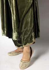 Olive green velvet dress