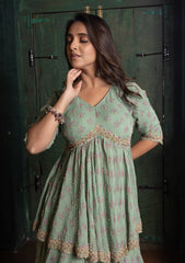 Sea green peplum and skirt