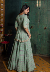 Sea green peplum and skirt