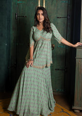 Sea green peplum and skirt