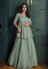 Sea green peplum and skirt