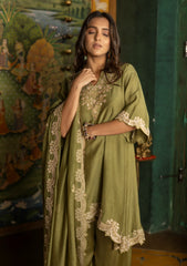 Olive green dress & dupatta