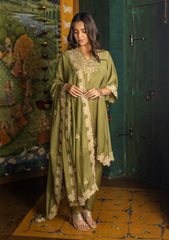 Olive green dress & dupatta