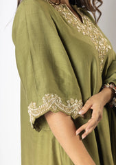 Olive green dress & dupatta