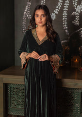 Bottle green velvet dress