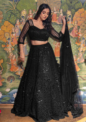 Black sequin lehenga set