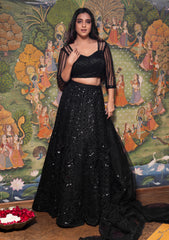 Black sequin lehenga set