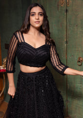 Black sequin lehenga set