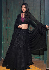 Black net lehenga set