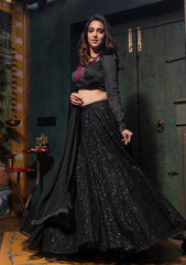 Black net lehenga set