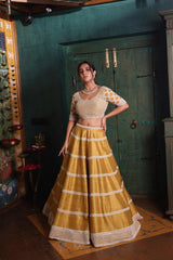 Yellow Mustard Lehenga Achkan