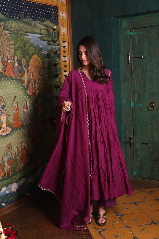 Purple Anarkali Set Achkan